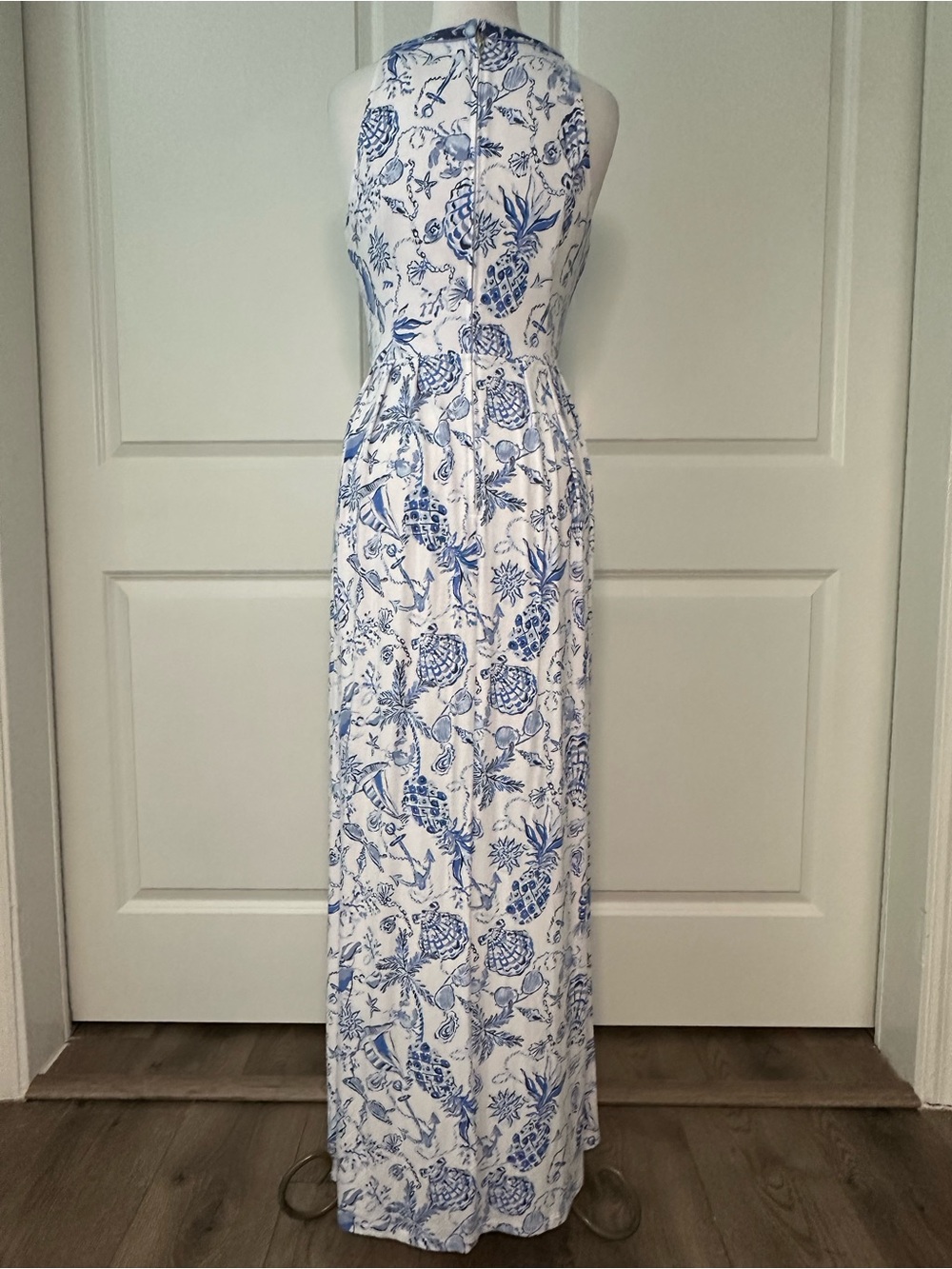 Lilly Pulitzer Carmilla Sleeveless Jersey Maxi Dress Resort White Blue Size 10 - Picture 4 of 14